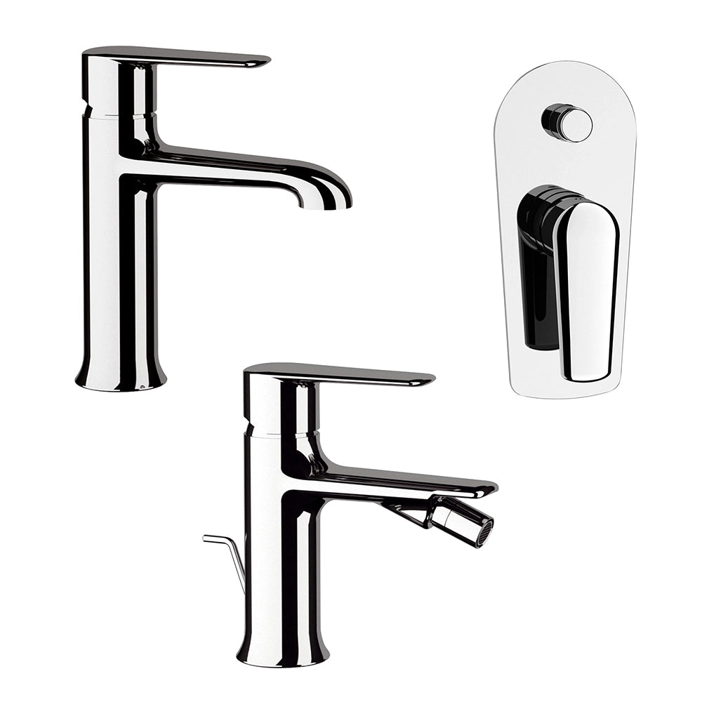 Set miscelatori doccia con deviatore lavabo e bidet in ottone cromato linea Armonia