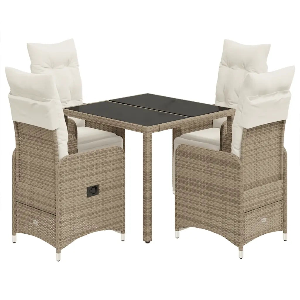 Set Bistrò da Giardino 5 pz con Cuscini in Polyrattan Marrone 3277210