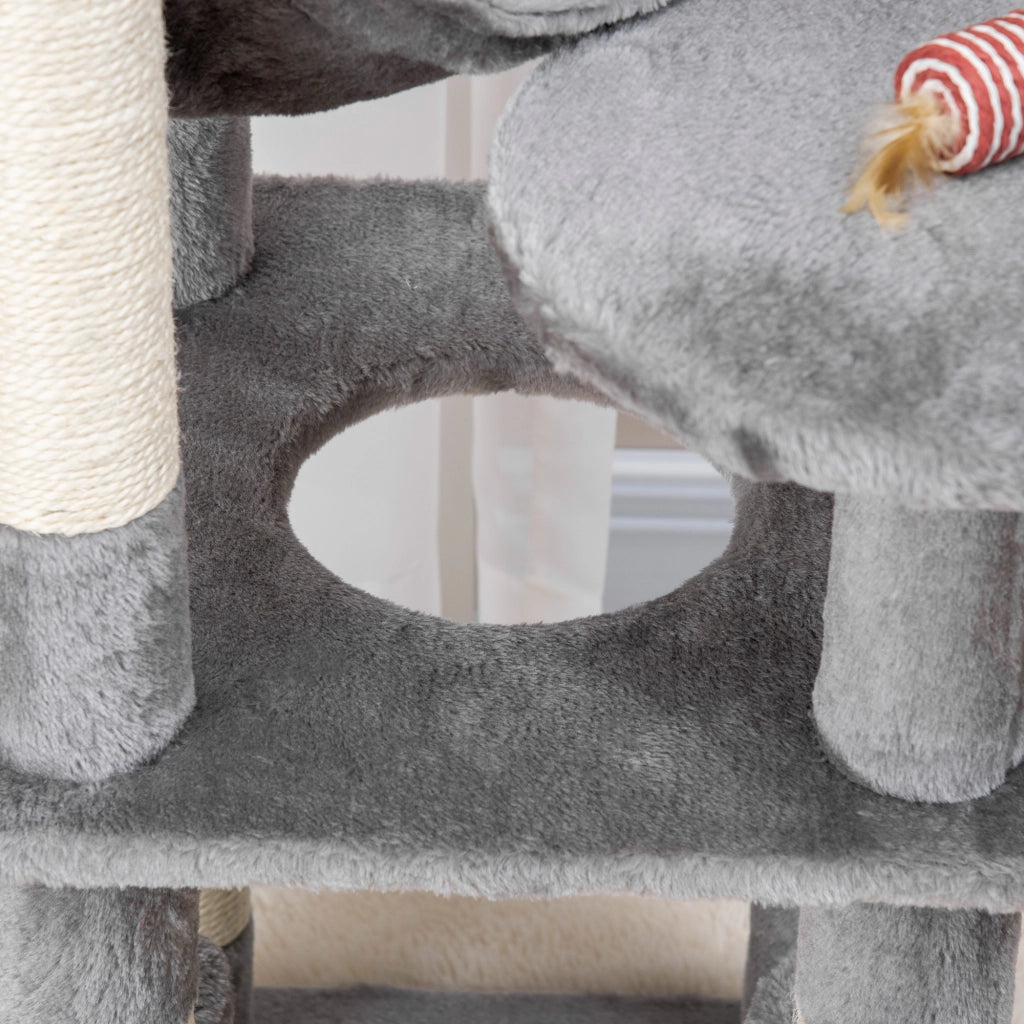 Tiragraffi per Gatti a Livelli con Amaca e Piattaforme ¨C Minimal ¨C Grigio