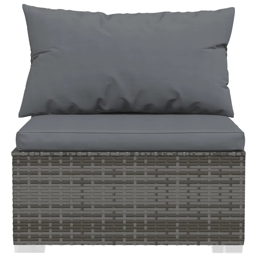 Divano a 3 Posti con Cuscini in Polyrattan Grigio 317517