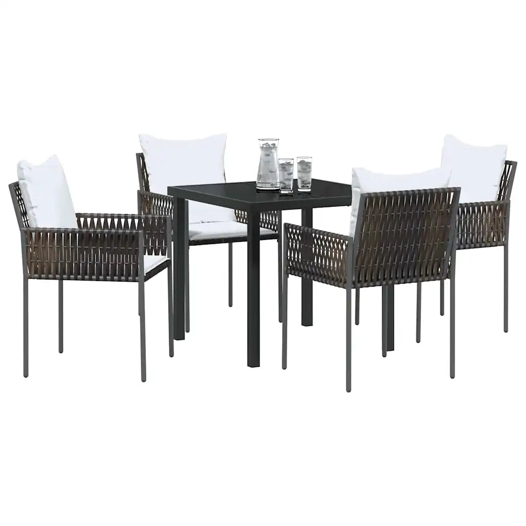 Set da Pranzo per Giardino 5 pcs Marrone e Nero Rattan in PE 3379094