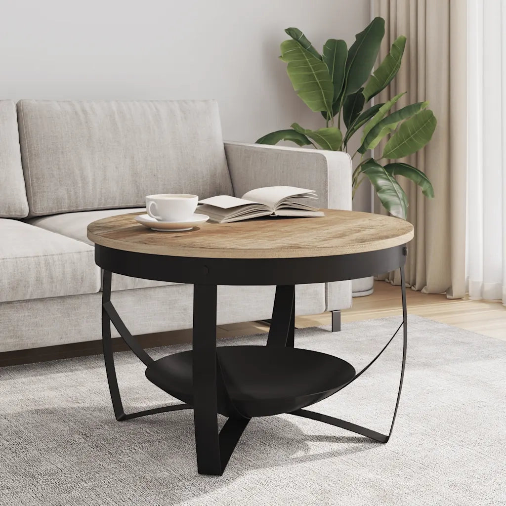 Tavolino da Salotto Ø68x43cm in Legno di Mango Grezzo 320794