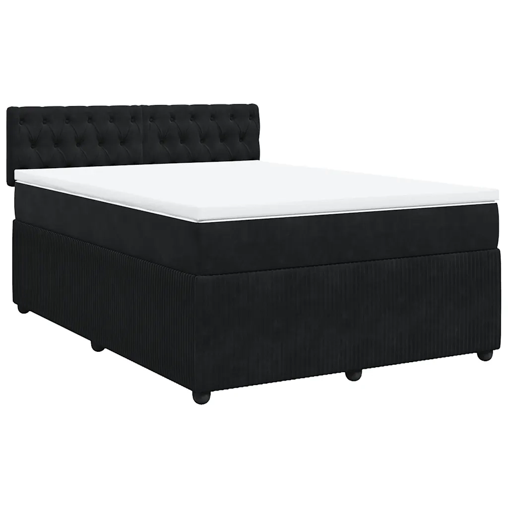 Giroletto a Molle con Materasso Nero 140x190 cm in Velluto
