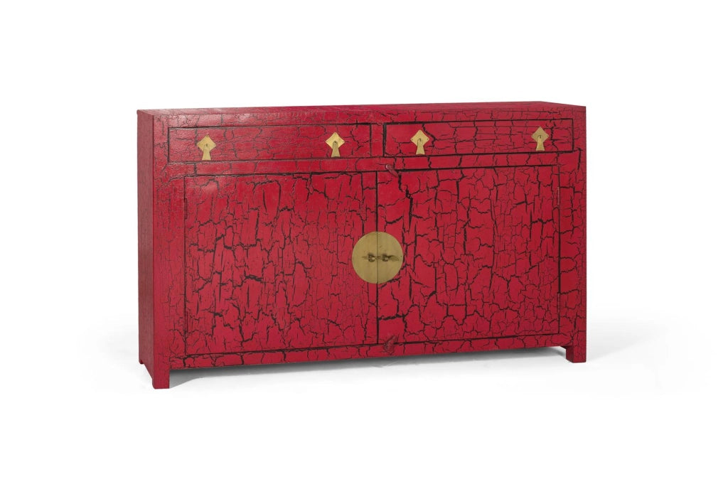Credenza rossa in stile giapponese fatta a mano