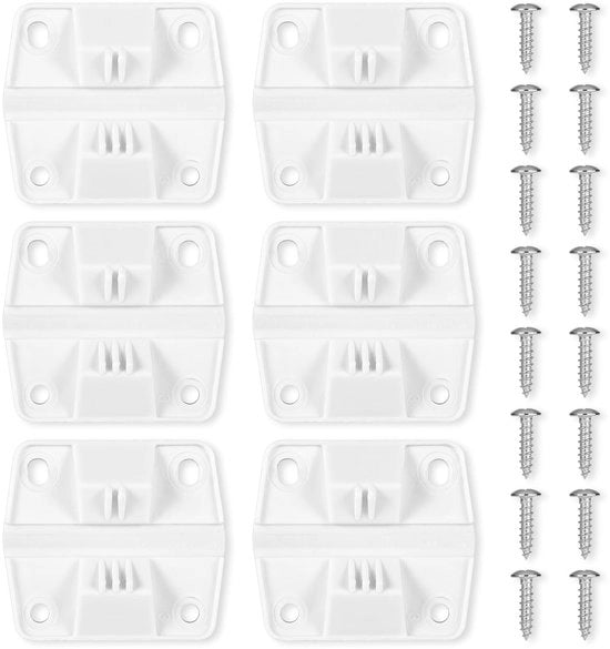 Kit di sostituzione per scharnieri in plastica, 6 pezzi, inclusi 24 viti, dimensioni 5,7x5cm, per uso in contenitori refrigeranti