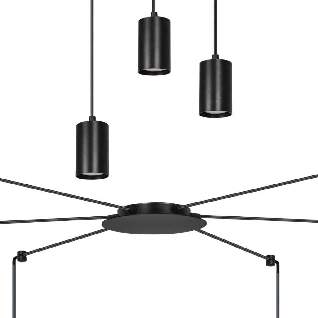 Lampadario Emibig Traker nero 6xGU10 regolabile 300cm