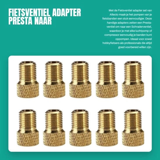 Adattatore per valvole bicicletta - Presta a Schrader - Set da 10 - Duraturo e facile da usare - Accessorio per bicicletta - Adatto a tutte le biciclette