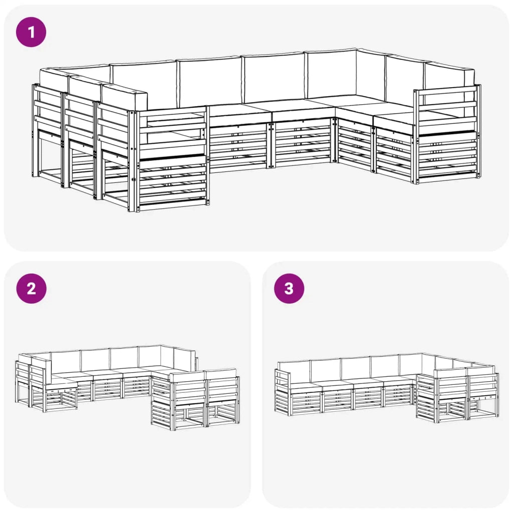Set divano sezionale 9 pcs Bianco e Antracite 3392487