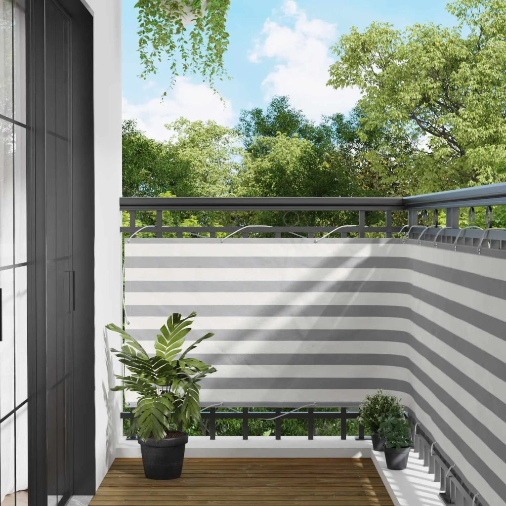 Schermo da balcone | Paravento da Balcone Grigio chiaro e bianco 90 x 200 cm