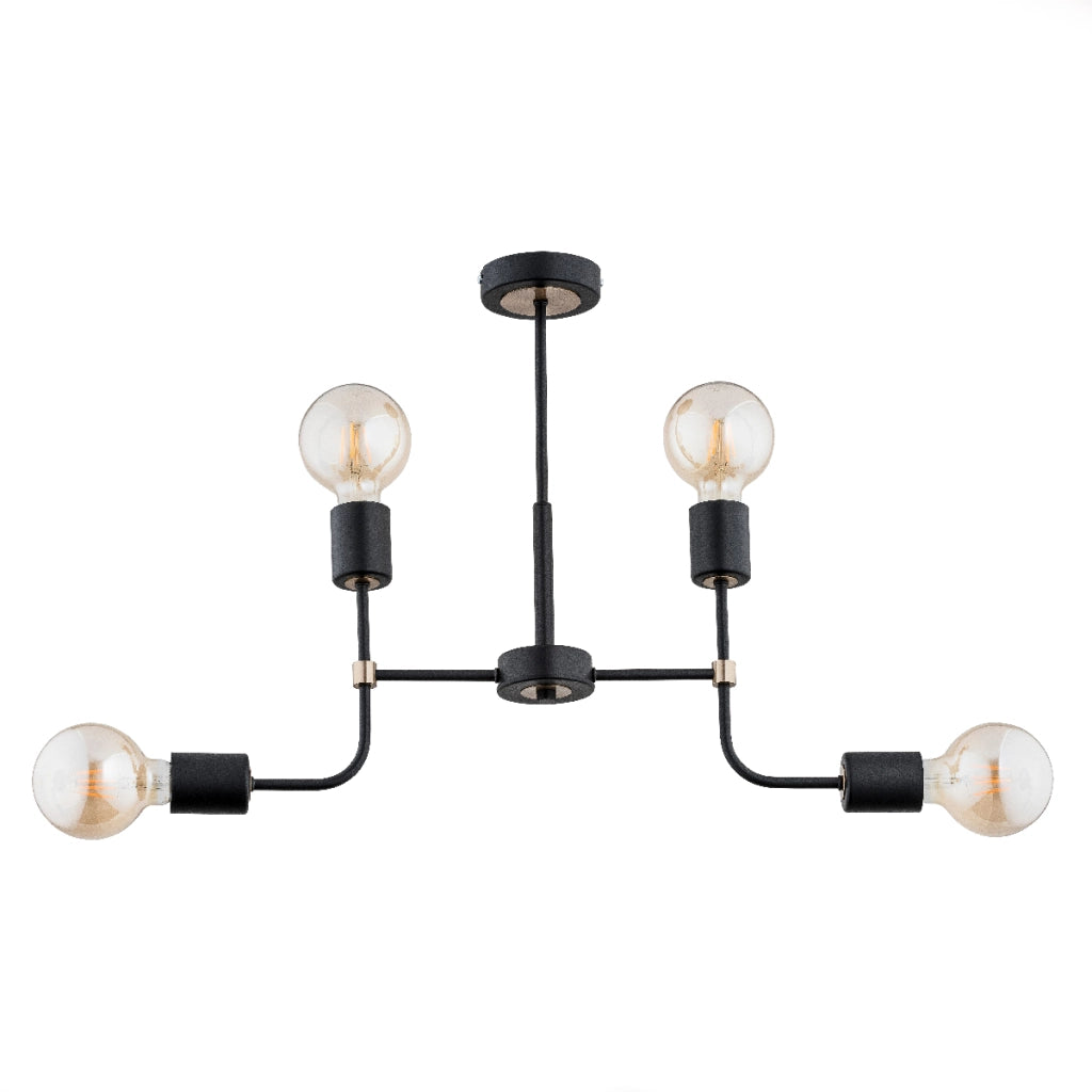 Plafoniera industriale nera geometrica 4xE27 Alfa TRANSFORMERS