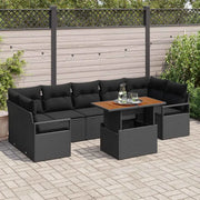 Set Divano da Giardino con archiviazione 8 pcs Nero Poly Rattan 3358417