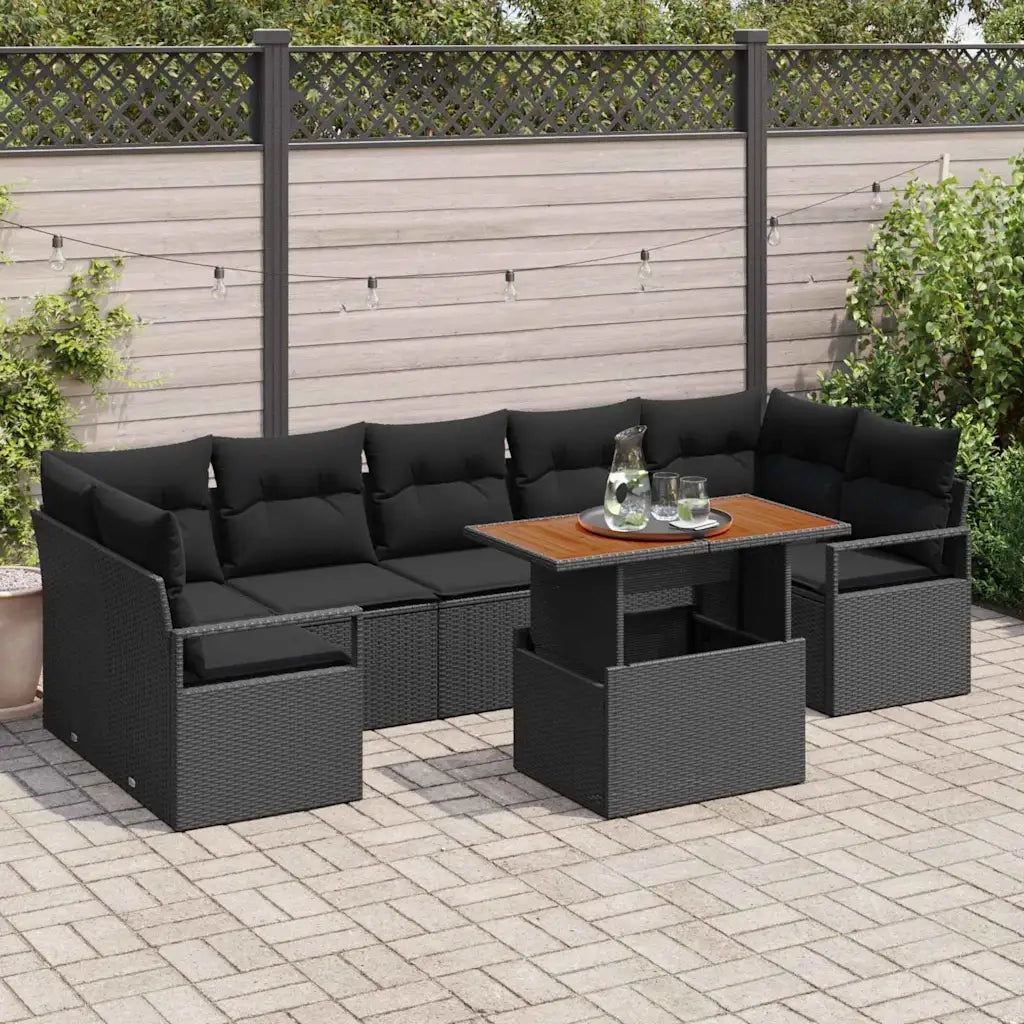 Set Divano da Giardino con archiviazione 8 pcs Nero Poly Rattan 3358417