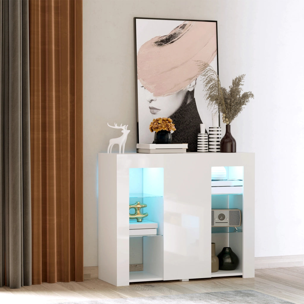 Credenza Moderna con Luci LED ¨C zephmum ¨C 97x35x83 Bianco