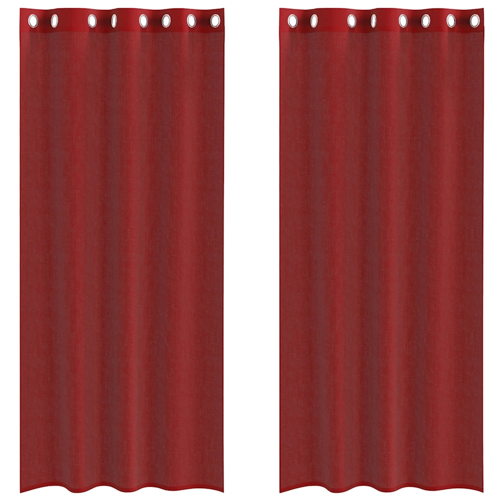 Tende in Voile con Occhielli 2 pz Rosso Vino