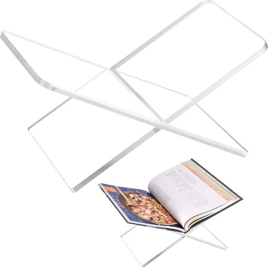Supporto per Libri in Acrilico 28 x 17 x 15 cm Display per Libri di Cucina, Art Book, Bibbia, Giornale dei Ospiti - 2-piatto supporto per libri per salotto per leggere - trasparenza chiara