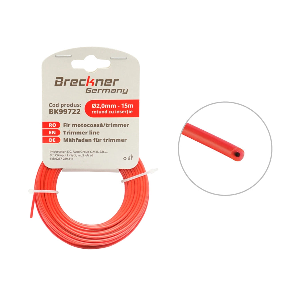 Filo per decespugliatore tondo, 2,0 mm x 15 m Breckner Germany
