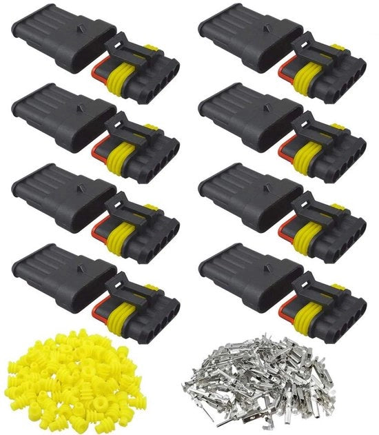 Set di 8 connettori elettrici idrorepellenti per veicoli, barche e camion - Kit di connettori e presse stivati