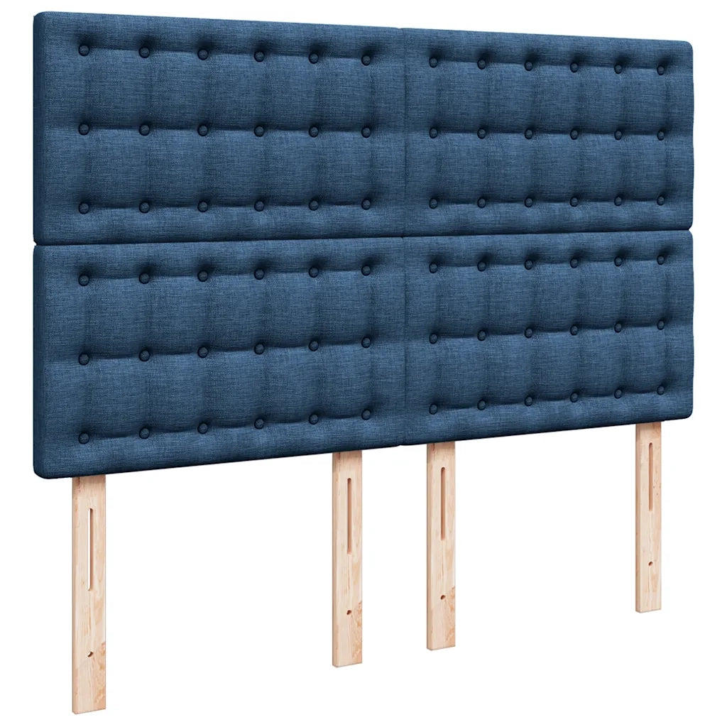Struttura Letto Pouf con Materasso Blu 140x200cm in Tessuto 3313333