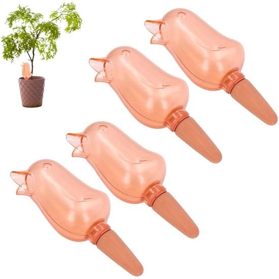 Spine Irriganti Automatici per Bicchieri - 4 Pack - Sistema di Irrigazione a Goccia - Progettati come Uccelli - Balle di Irrigazione per Piante - Radici Idratate per Piante da Interno - Sistema di Irrigazione per Piante