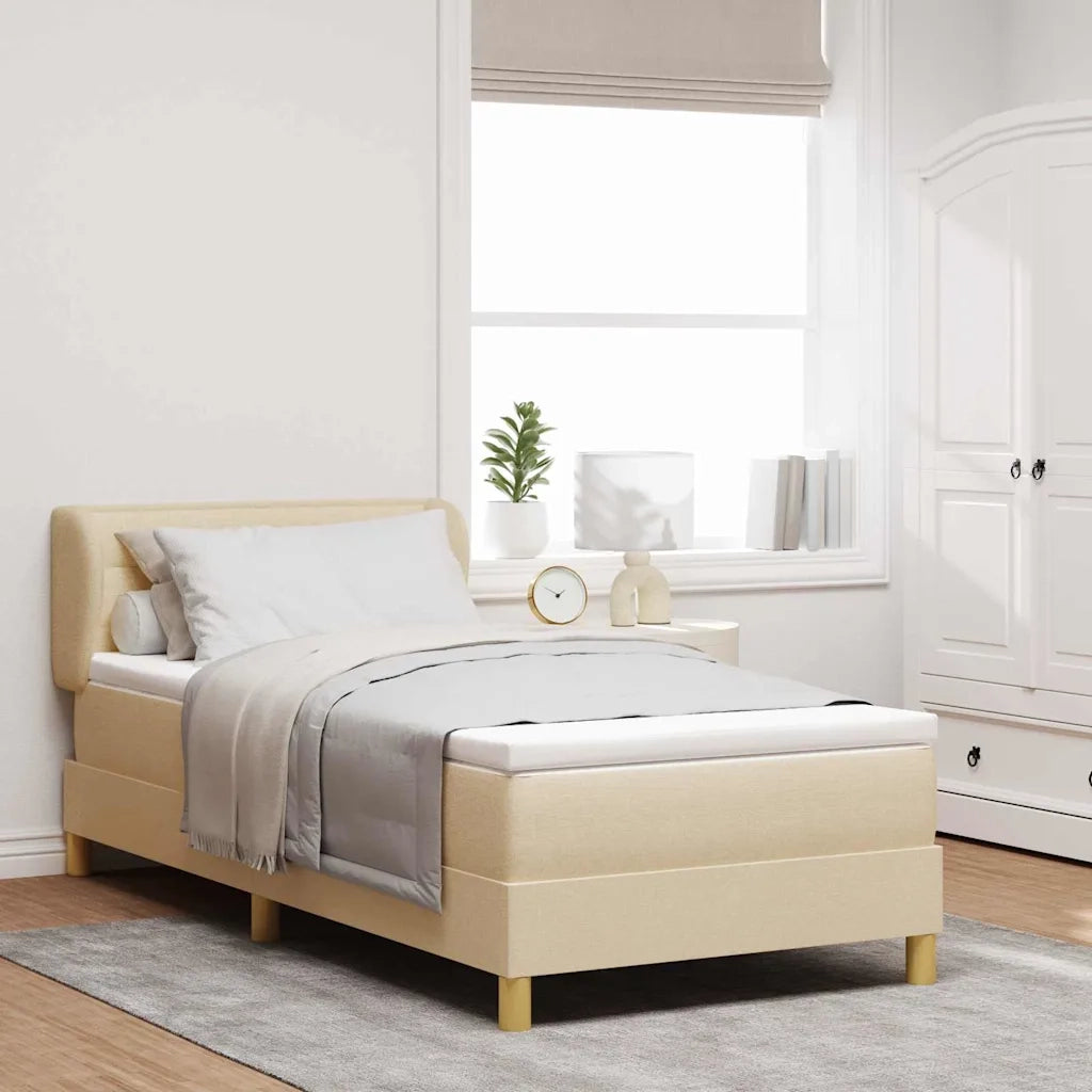 Letto a molle con materasso Crema 80 x 200 cm Tessuto 3340120