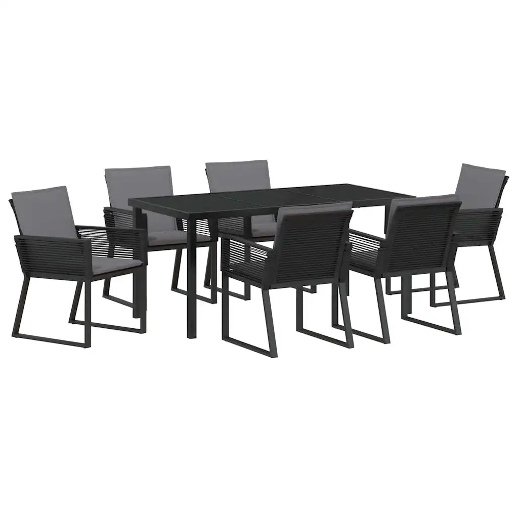 Set da Pranzo per Giardino 7 pcs Nero