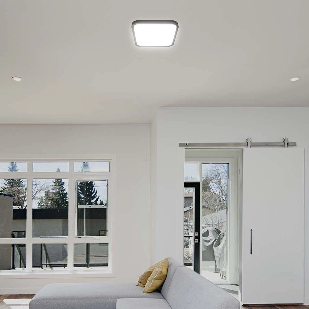 Plafoniera LED quadrata nera 18W 4000K sensore telecomando