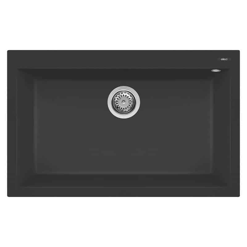 Lavello Elleci Incasso 1 vasca 79x50 Quadra 130 Granitek Nero LGQ13040