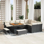Set Divano da Giardino con cuscino 12 pcs Nero e Crema 3364115