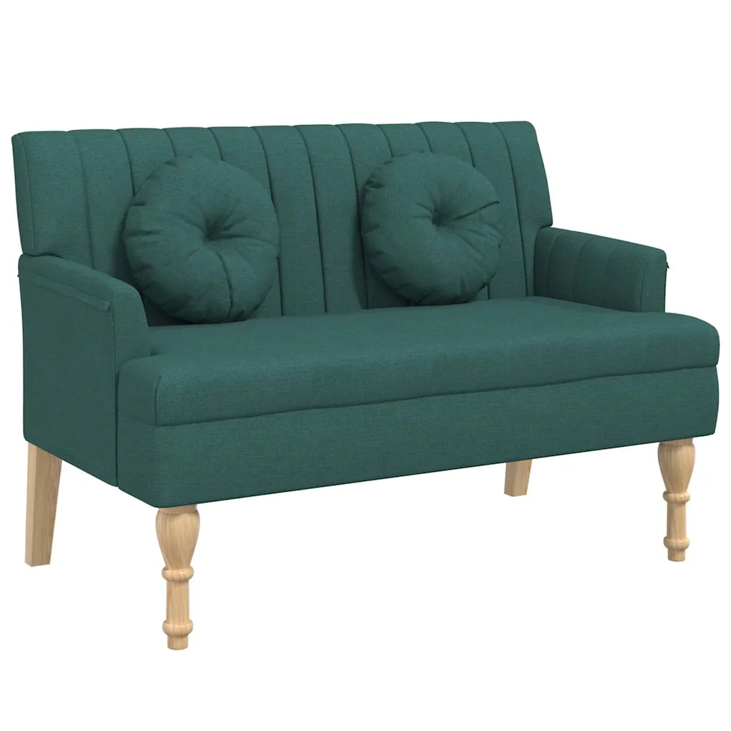 Panca con Cuscini-Sgabello-Divano Verde Scuro 113x64,5x75,5 cm in Tessuto