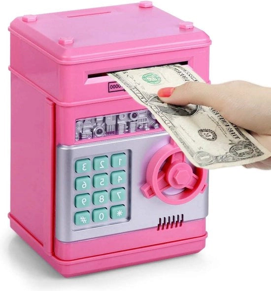 Spazzola elettronica per bambini - Cassetto di risparmio digitale con password - Rosa