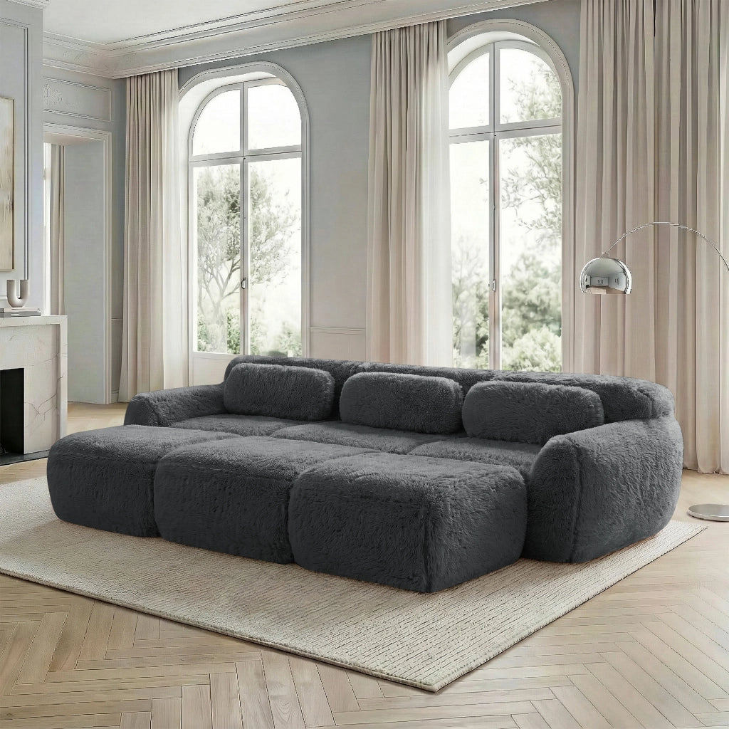 OKWISH Divano Modulare, Design Senza Struttura con Seduta Ampia, Configurazione Flessibile e Base Antiscivolo, Peluche Grigio