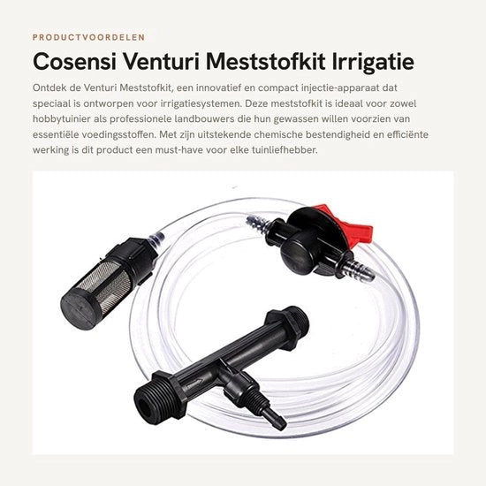 Kit di miscela compatto per iniezioni - 1/2 pollice Ingresso/Sfogo - Tubo idraulico - Regolatore di flusso - Filtro - Plastica tecnica - Sistema di irrigazione