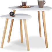 Set di 2 tavolini di ripristino dello spazio - design scandinavo per decorazione fiorita - soggiorno bianco