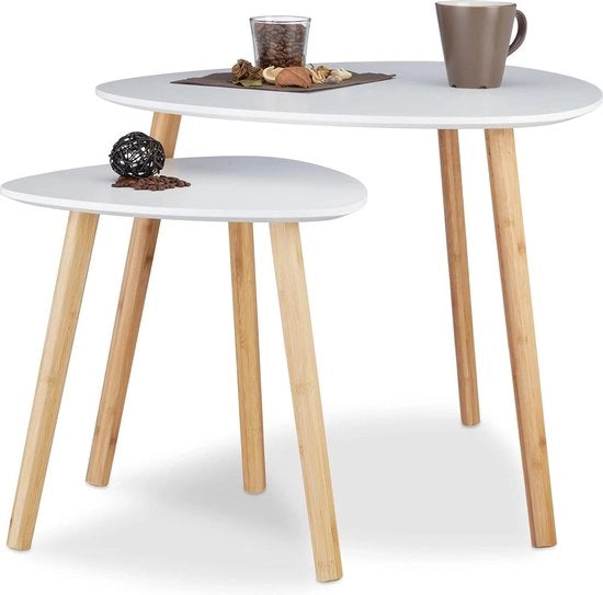 Set di 2 tavolini di ripristino dello spazio - design scandinavo per decorazione fiorita - soggiorno bianco