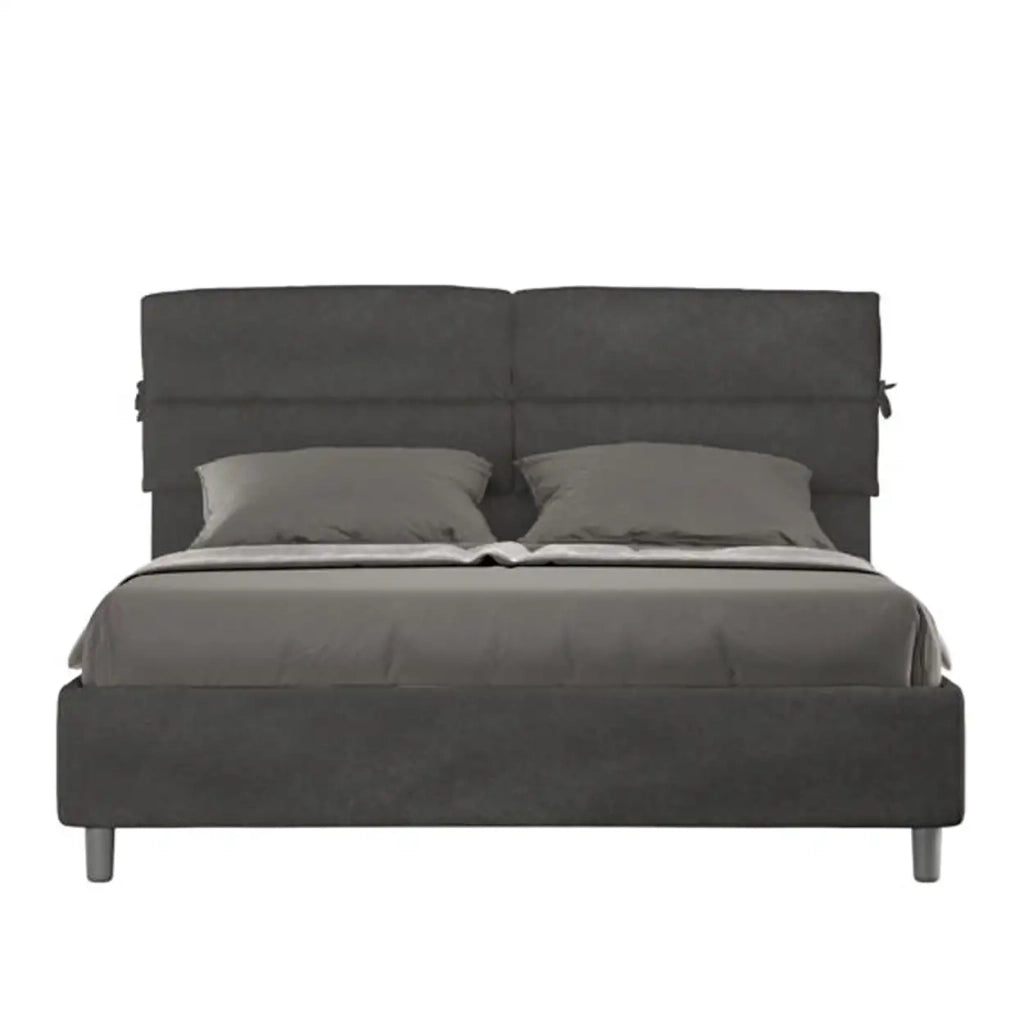 Letto matrimoniale con rete imbottito 160x190 microfibra grigio Nandy