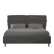 Letto matrimoniale con rete imbottito 160x190 microfibra grigio Nandy