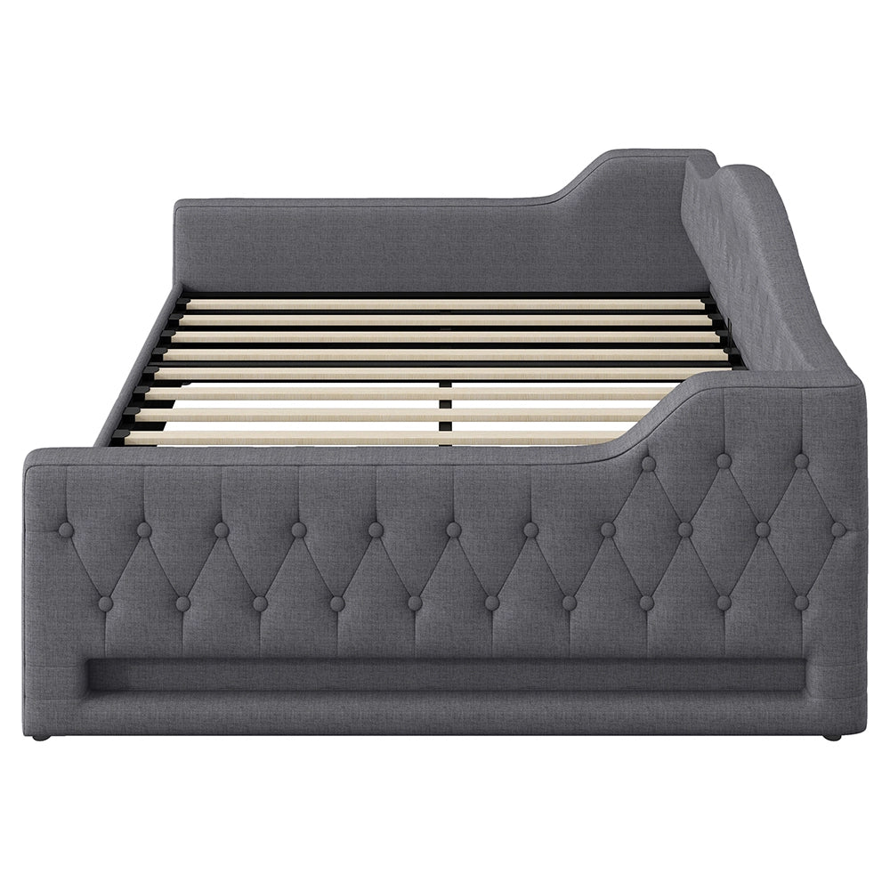 Letto imbottito - Xylo - 140x200cm LED con contenitore, grigio