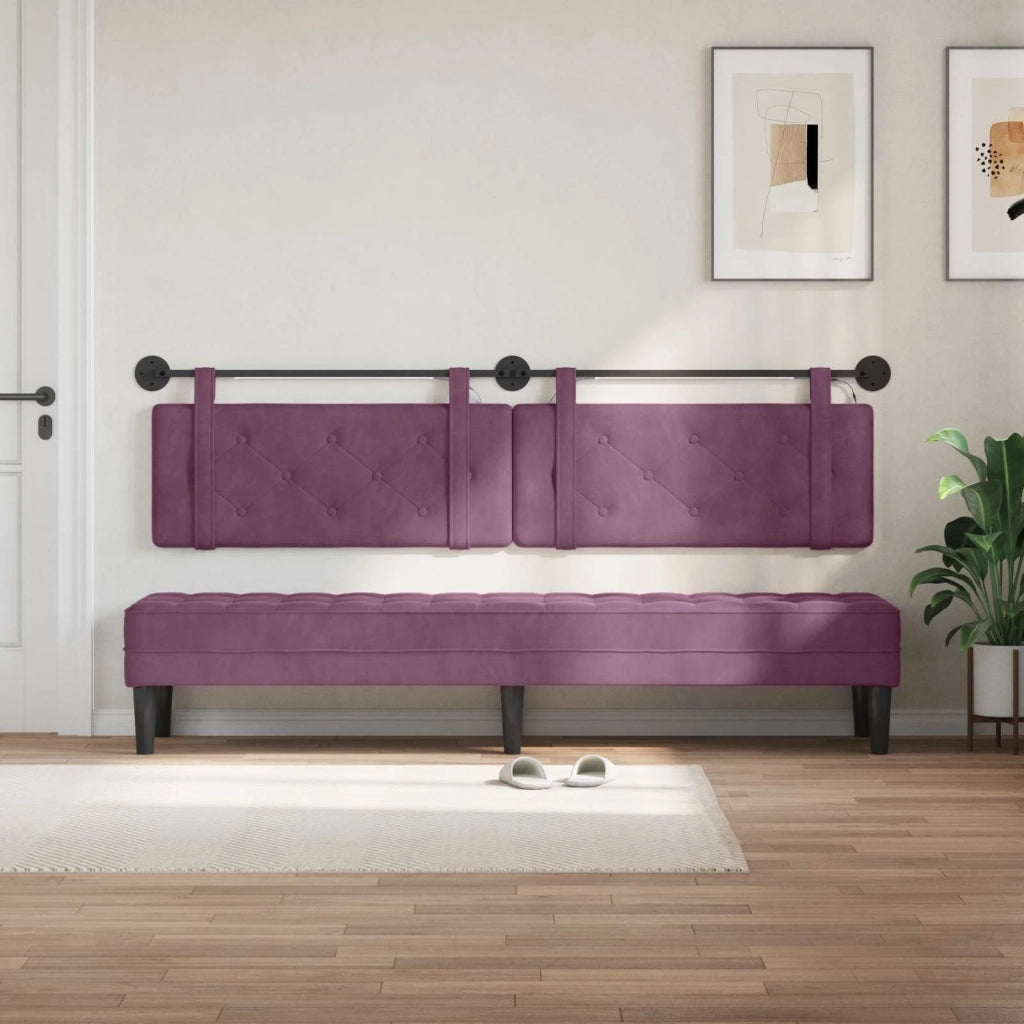 Testiera | Testata sospesa Con luce LED Viola Velluto