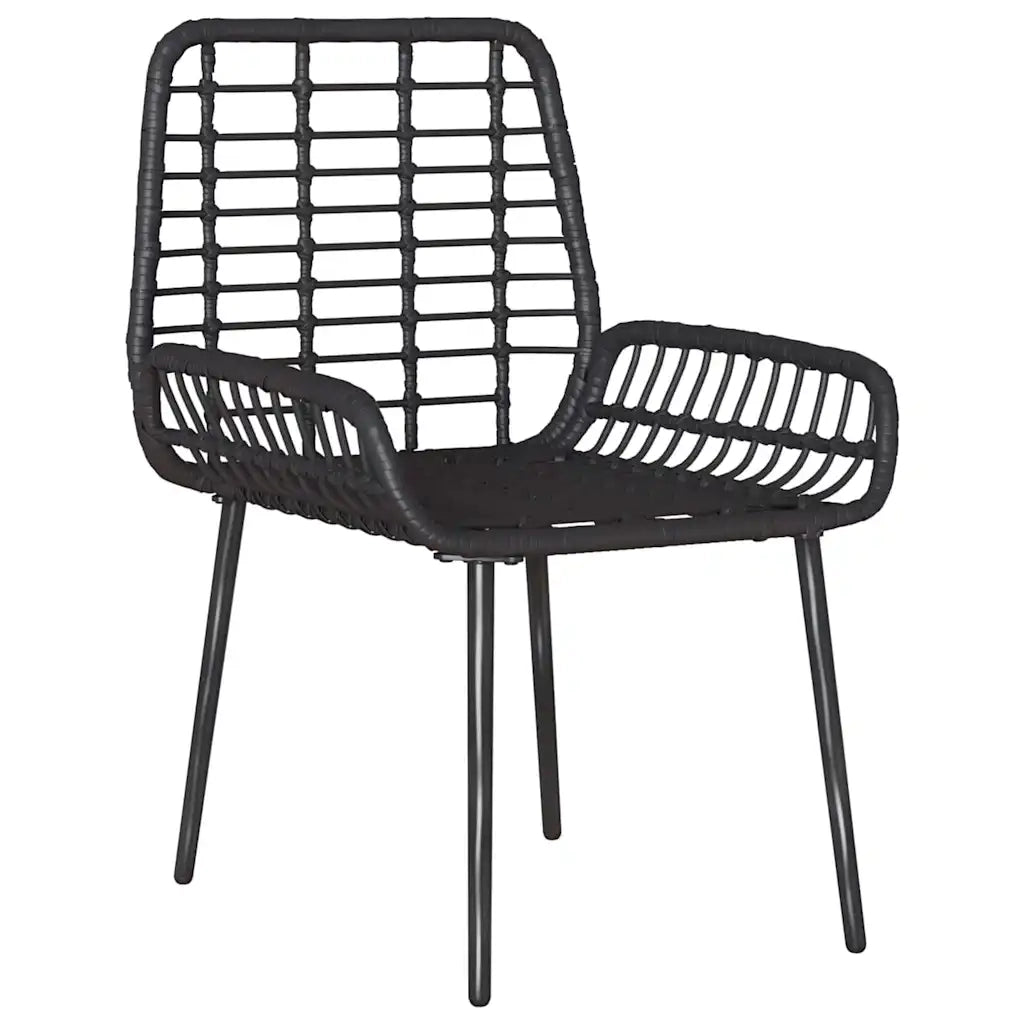Set da Pranzo per Giardino 3 pcs Nero e antracite polyrattan