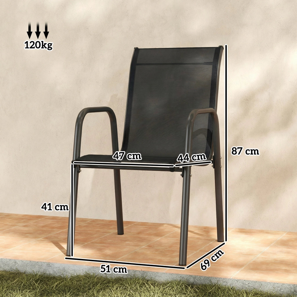 Sedia da pranzo con braccioli ¨C Minimal ¨C set 4 pezzi, impilabile, esterno, nero