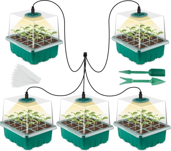 Mini impianto di illuminazione per piante senza luce del sole - contenitore per la coltivazione in camera inclusivo di ventilazione - 10 etichette 2 strumenti
