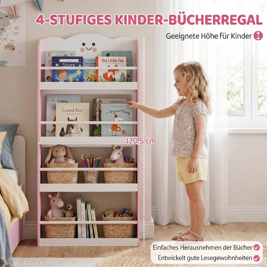 Libreria per Bambini a 4 Ripiani ¨C Minimal ¨C Rosa