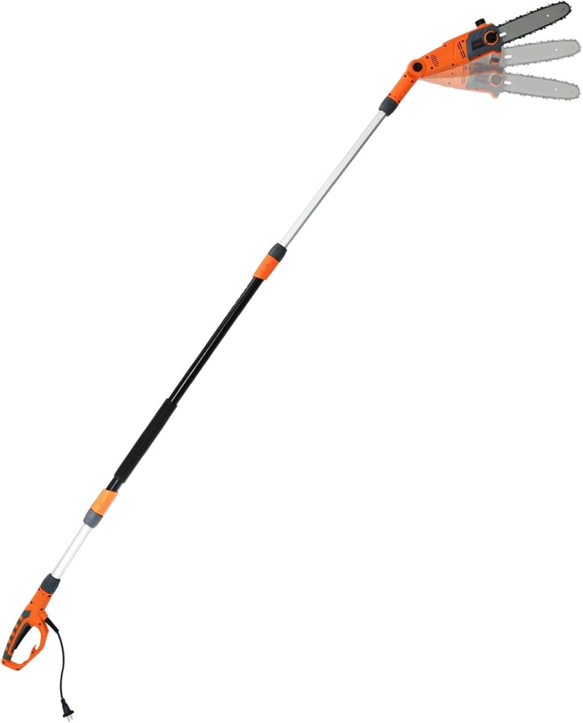 Motosega Telescopica Elettrica da 212-286 cm, Motosega Multiangolare con Testa Regolabile, Installazione senza Attrezzi, Leggera e con Cavo per Taglio di Rami e Legno