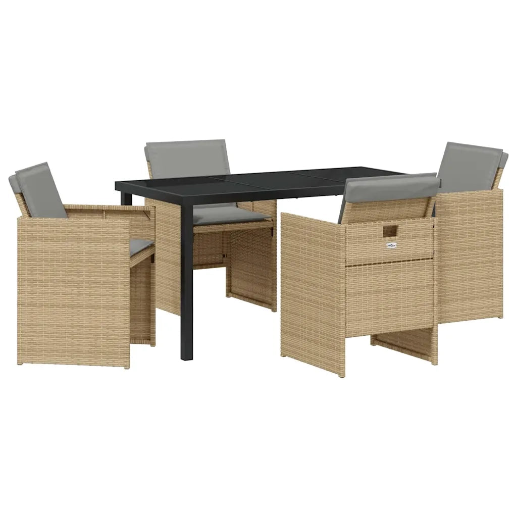Set da Pranzo per Giardino 5 pcs Beige polyrattan