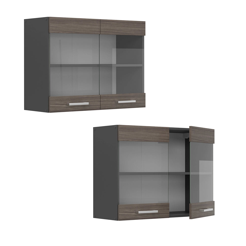 Vicco Mobile da cucina in vetro Grigio nobile 80 cm