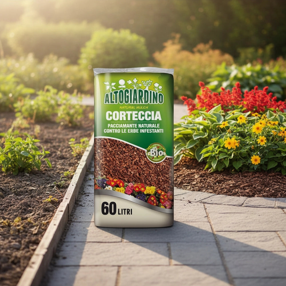 Corteccia vegetale pacciamante naturale per giardino 60 l