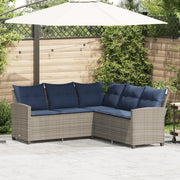 Divano a Forma di L con Cuscini in Polyrattan Grigio 365419