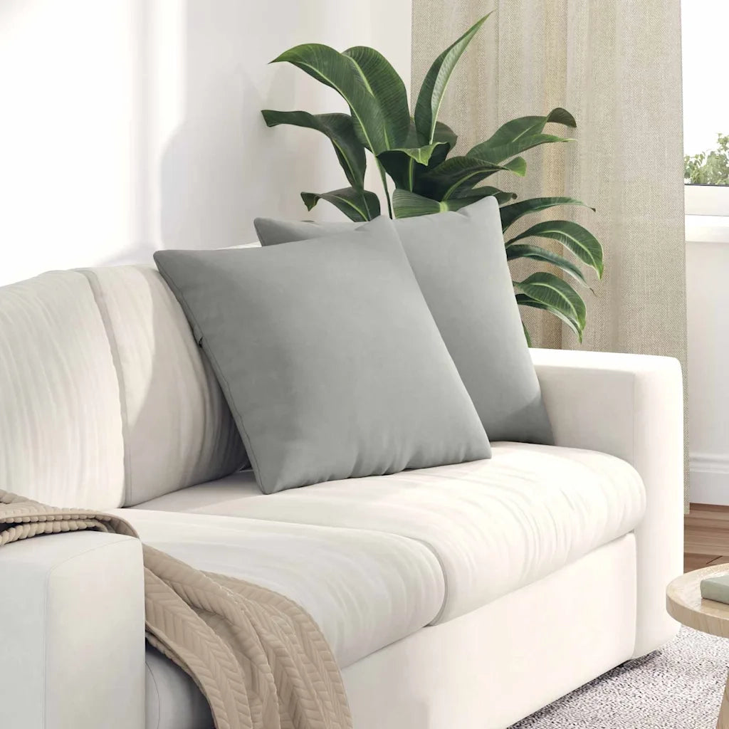 Cuscini da Divano 2 pcs Grigio chiaro 50 x 50 cm Tessuto 42013984