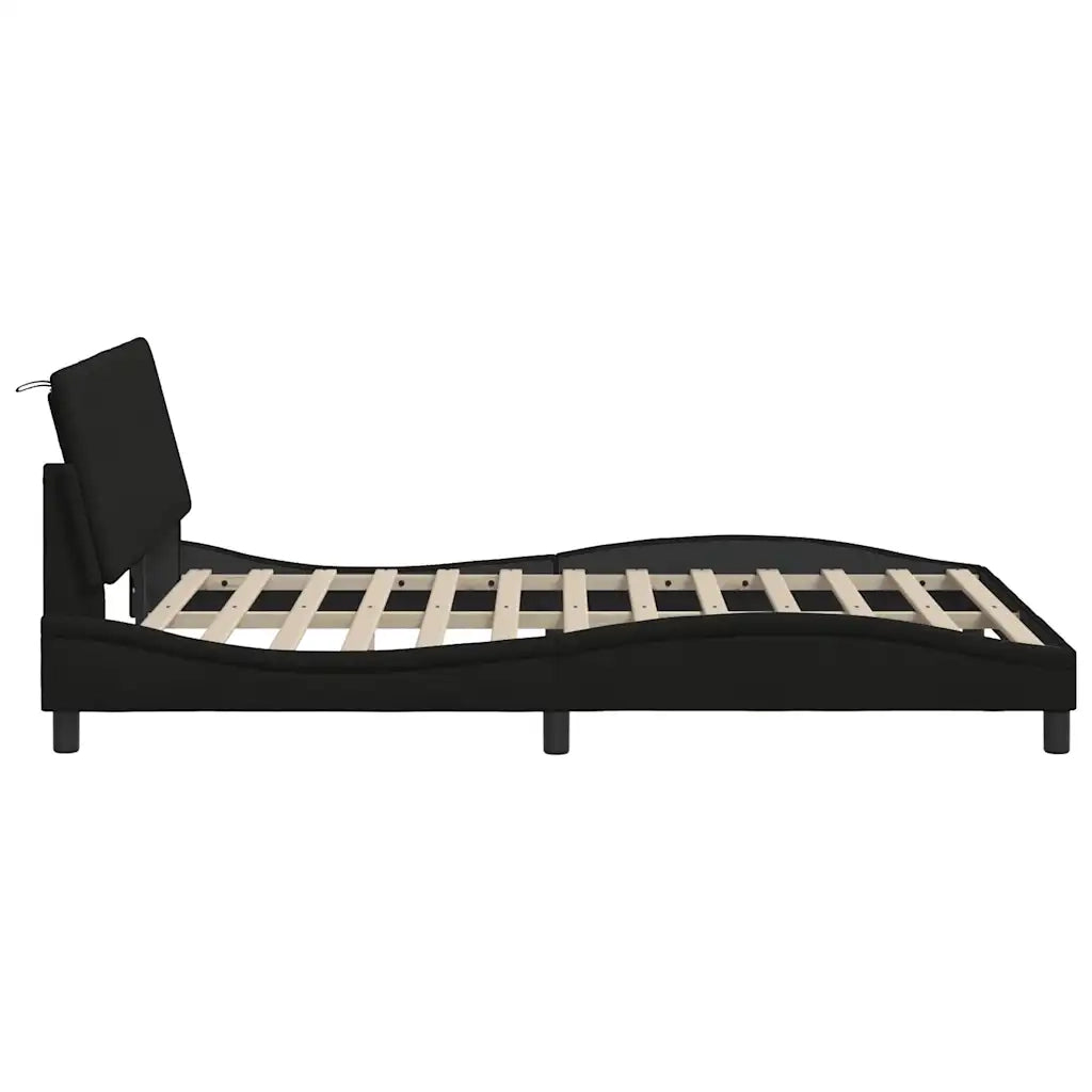 Letto matrimoniale | Letto per adulti | Giroletto senza Materasso Hanko Nero 120x200 cm Tessuto