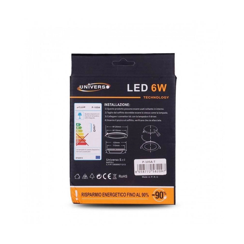 Trade Shop - Pannello Led Slim 6w Incasso Rotondo In Pvc Luce Caldo Naturale Freddo P105at - -bianco Naturale      -
